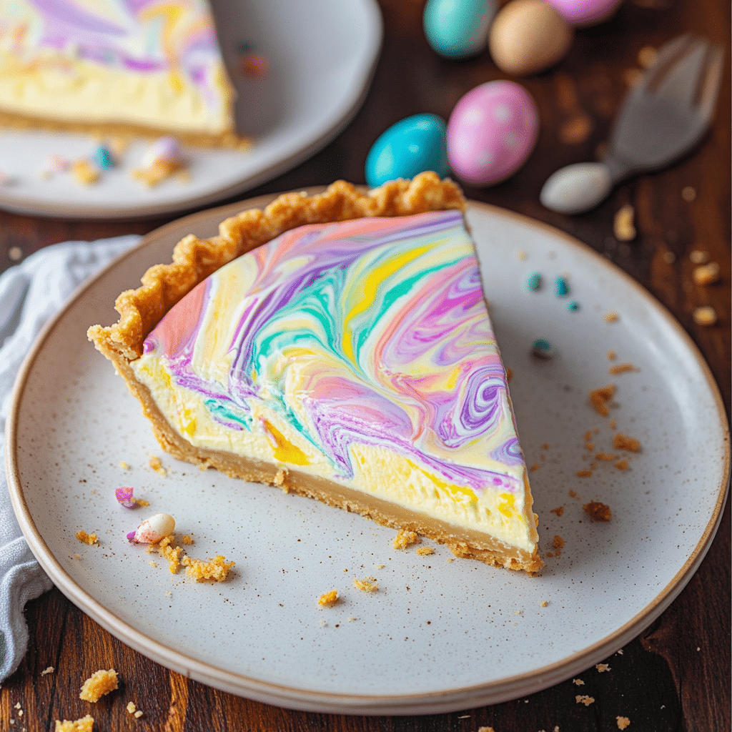 Easter Swirl Cheesecake Pie
