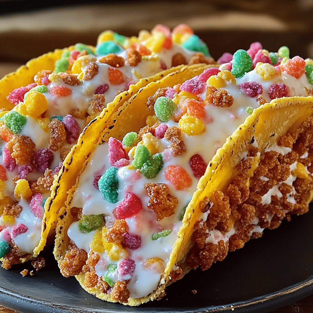 Fruity Pebbles Cheesecake Tacos