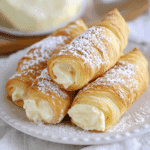 Italian Cream Stuffed Cannoncini (Puff Pastry Horns)