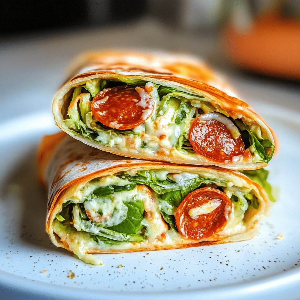 Pepperoni Pizza Caesar Wraps