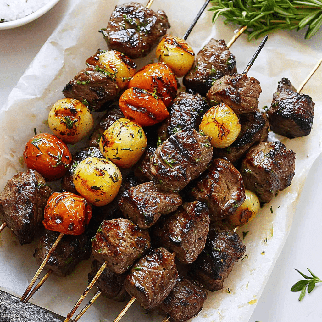 Rosemary Garlic Steak Kebabs