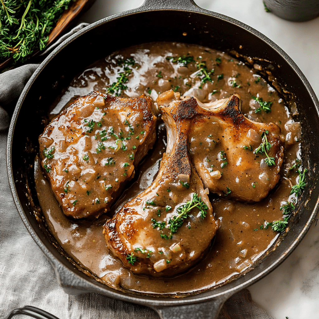 Smothered Boneless Pork Chops