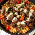 Steak and Queso with Rice
