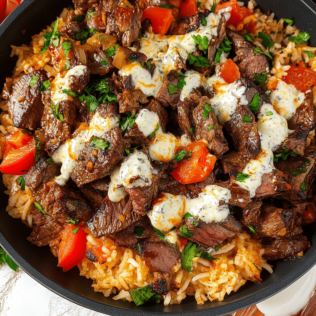 Steak and Queso with Rice