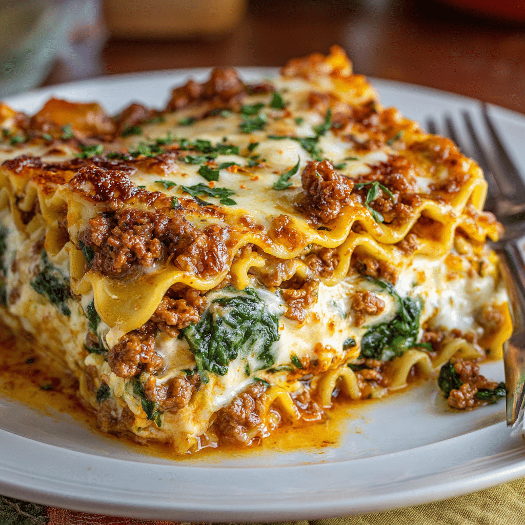 4 Cheese Beef Lasagna with Spinach