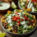 Beef Taco Salad Bowls with Creamy Cilantro Lime Dressing