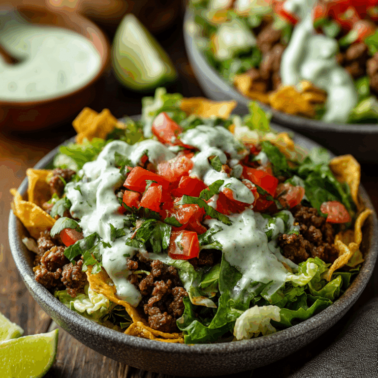 Beef Taco Salad Bowls with Creamy Cilantro Lime Dressing