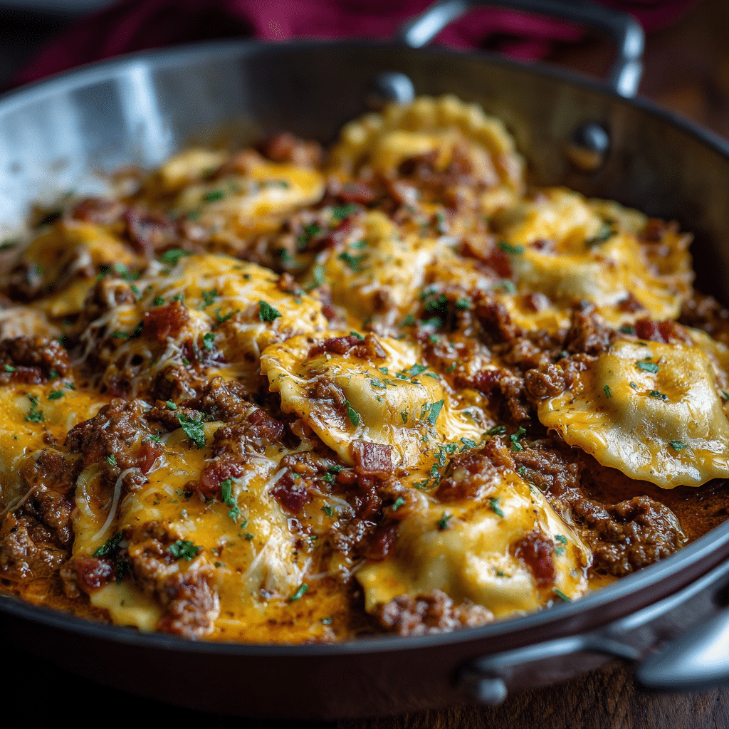 Cheesy Beef Ravioli Skillet