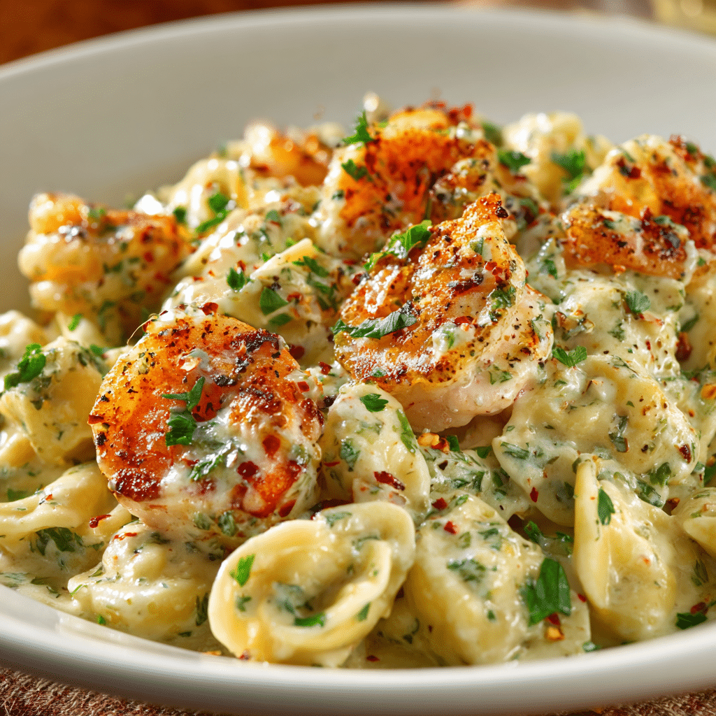 Creole Garlic Alfredo with Cheese Tortellini & Seafood
