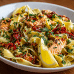 Salmon Pasta with Sun-Dried Tomatoes & Lemon