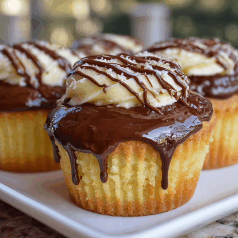 Boston Cream Pie Cupcakes with Ganache