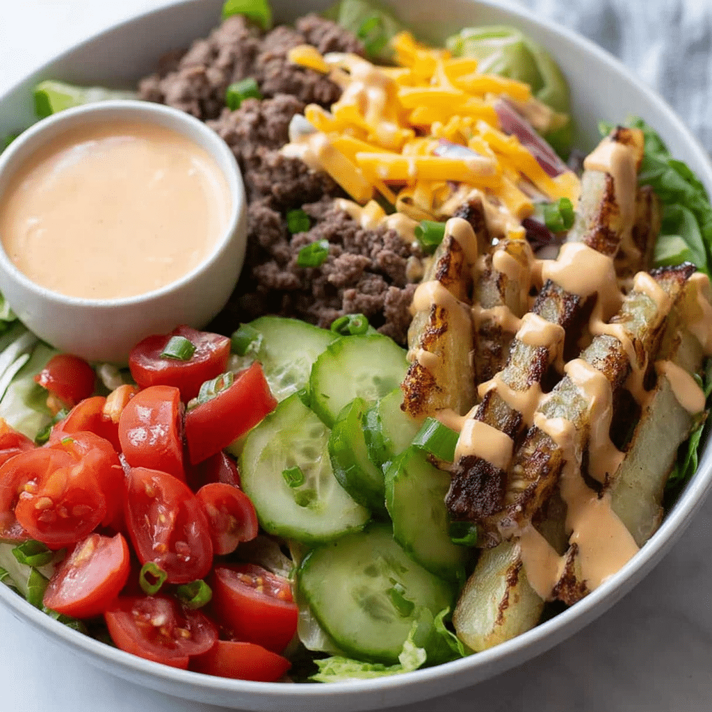 Burger Bowls with Creamy Special Sauce