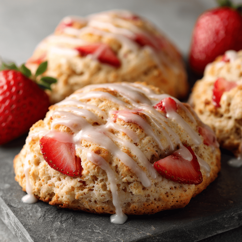 Fresh Strawberry Biscuits with Sweet Glaze