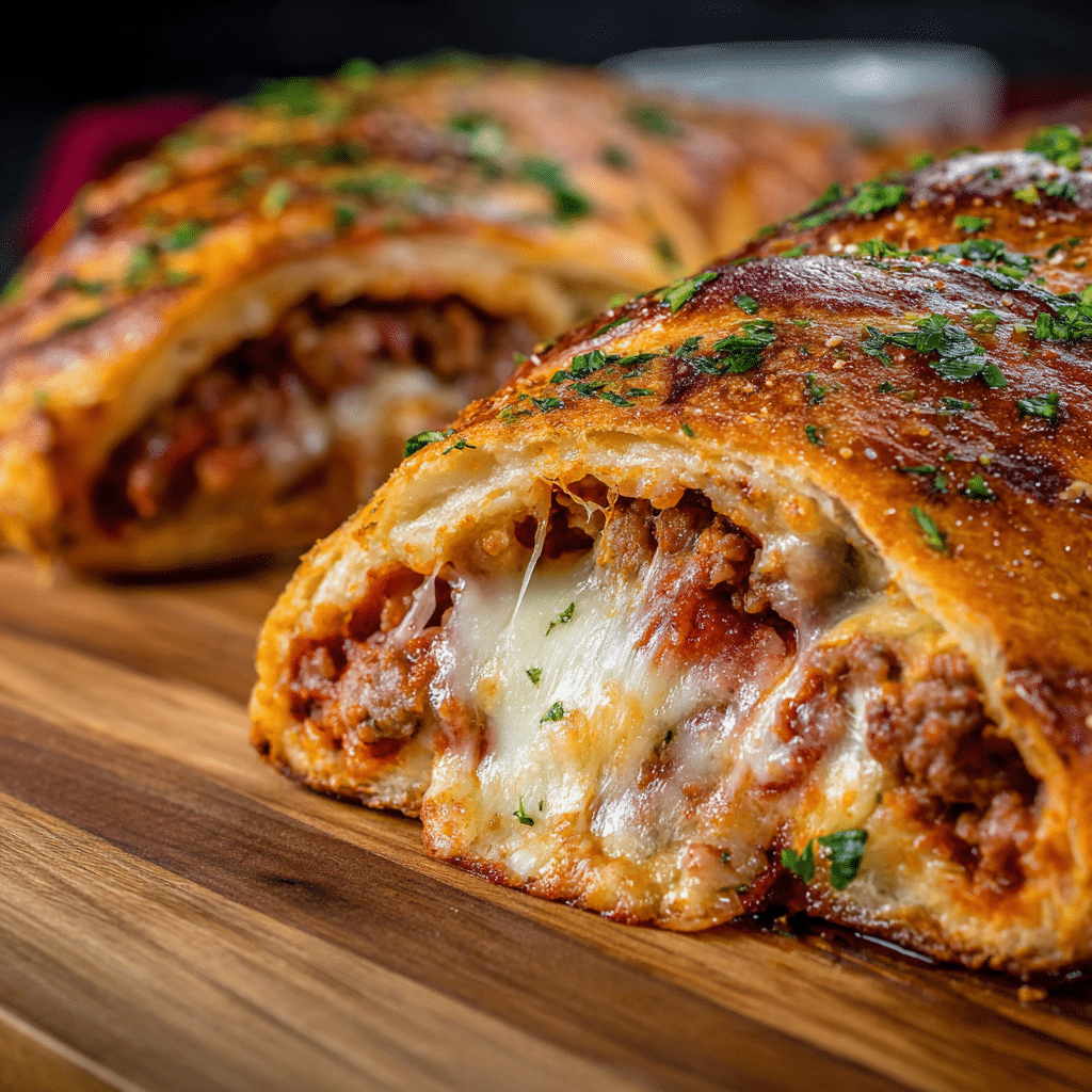 Homemade Stromboli with Cheesy Meat Filling
