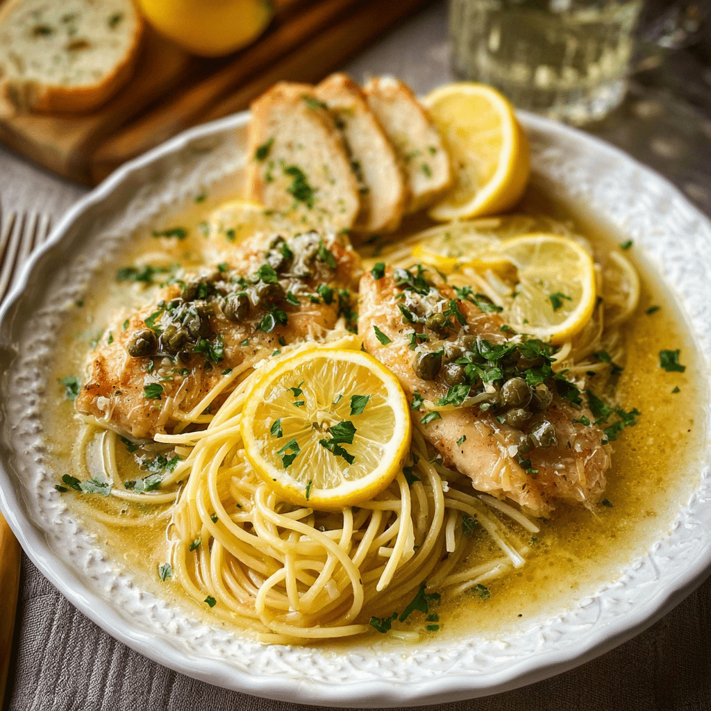 Lemon Chicken Soup with Angel Hair Pasta