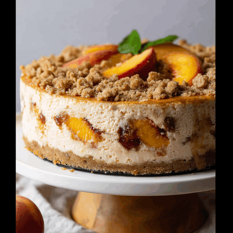 Peach Cobbler Cheesecake with Streusel