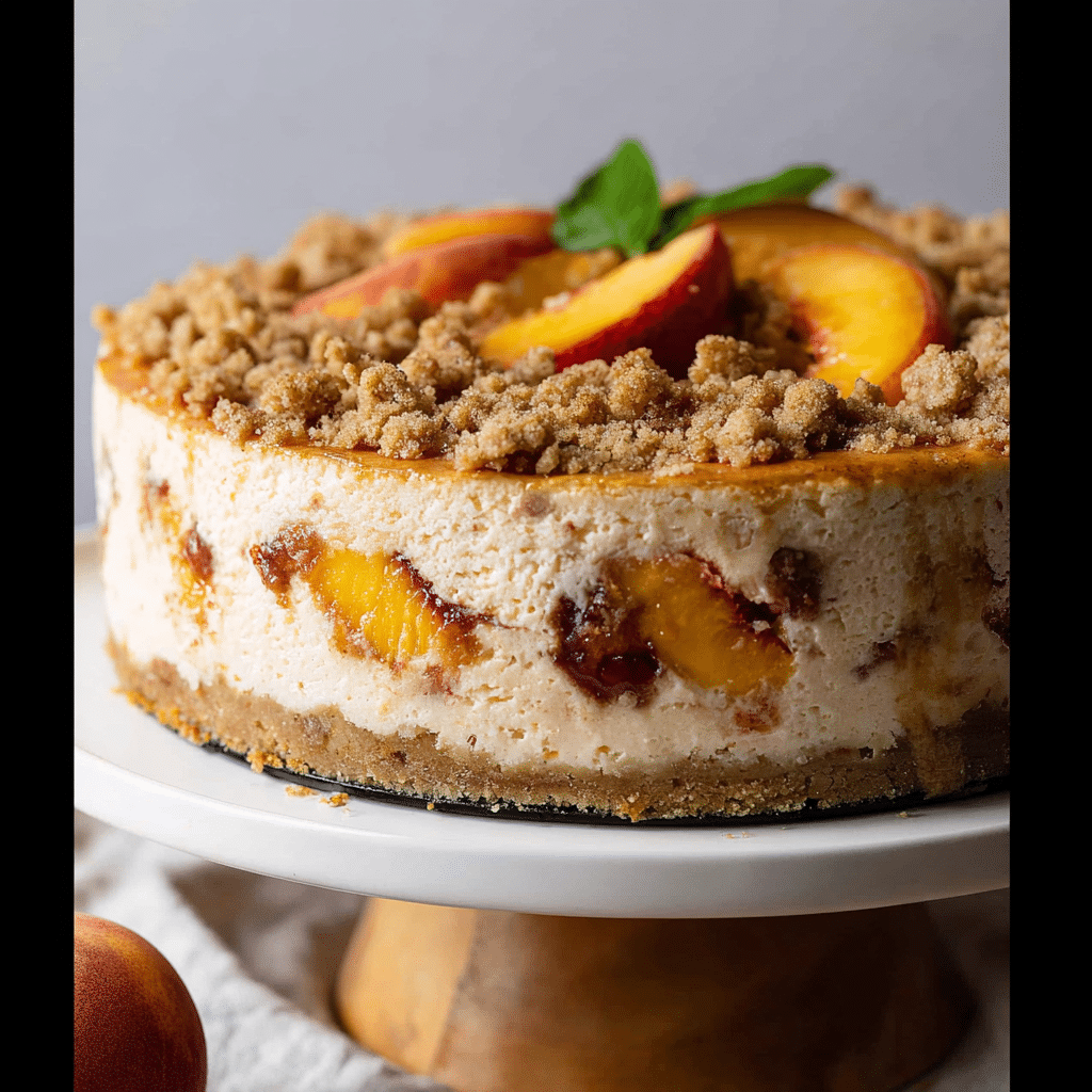 Peach Cobbler Cheesecake with Streusel