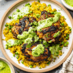 Peruvian Chicken and Rice with Green Sauce