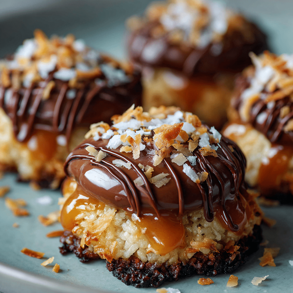 Samoa Stuffed Cookies with Coconut & Caramel