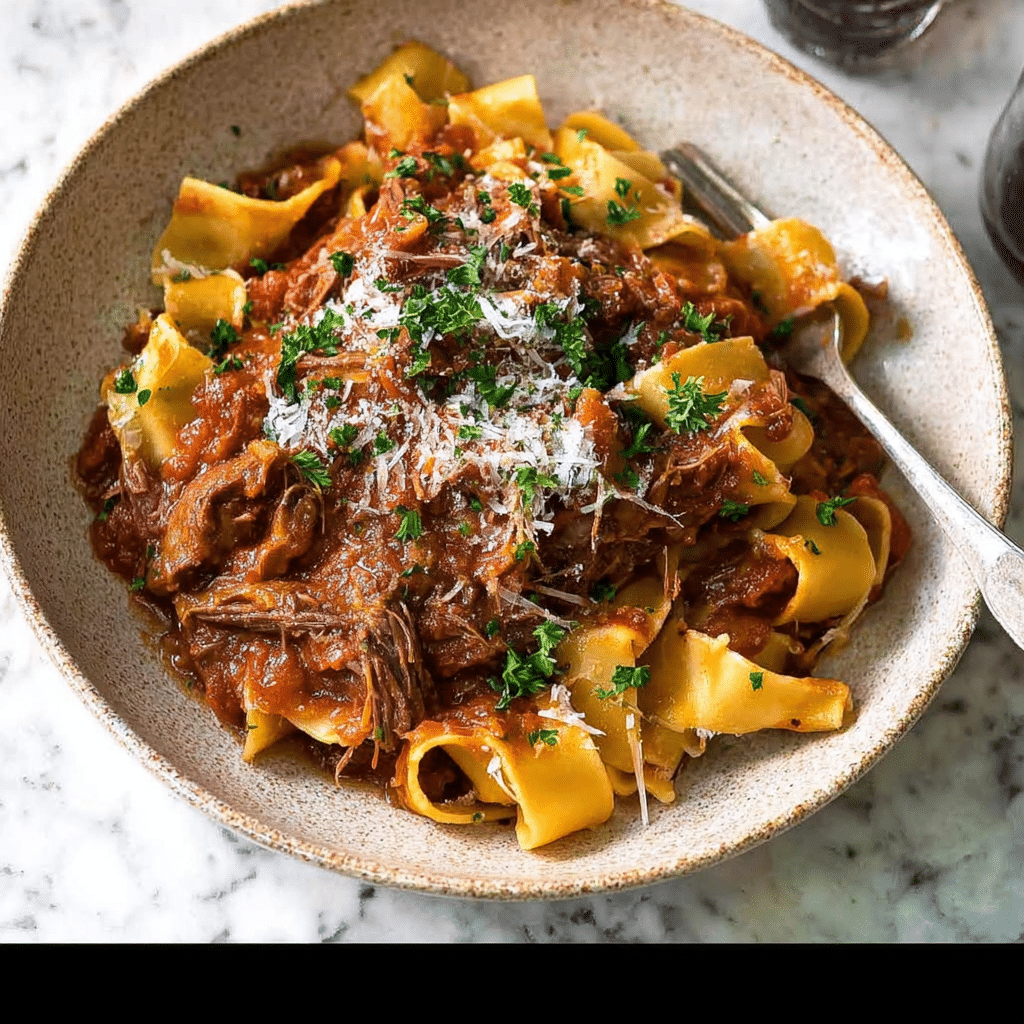 Slow Cooked Beef Ragu with Homemade Pasta
