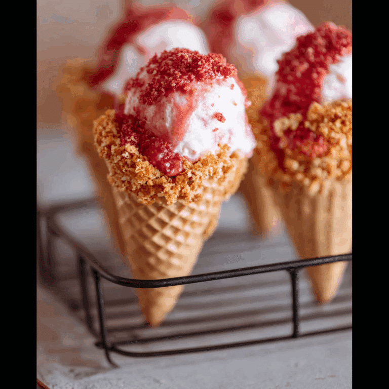 Strawberry Crunch Cheesecake Cones