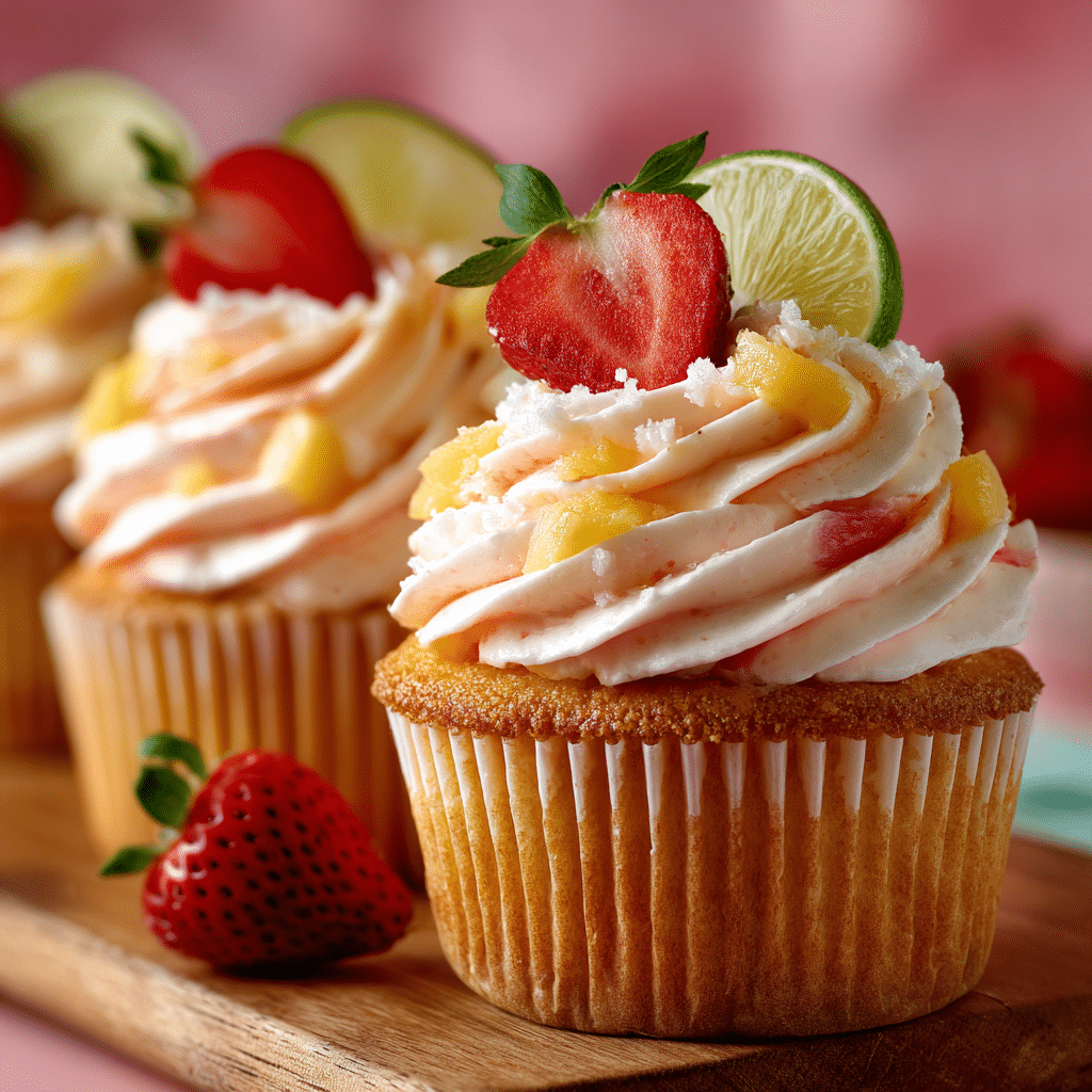 Strawberry Mango Margarita Cupcakes