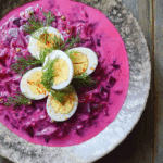 Pink Eggs & Beetroot with Yogurt & Chilli Butter