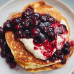 Waffles with Blueberry Compote and Lemon Ricotta Cream