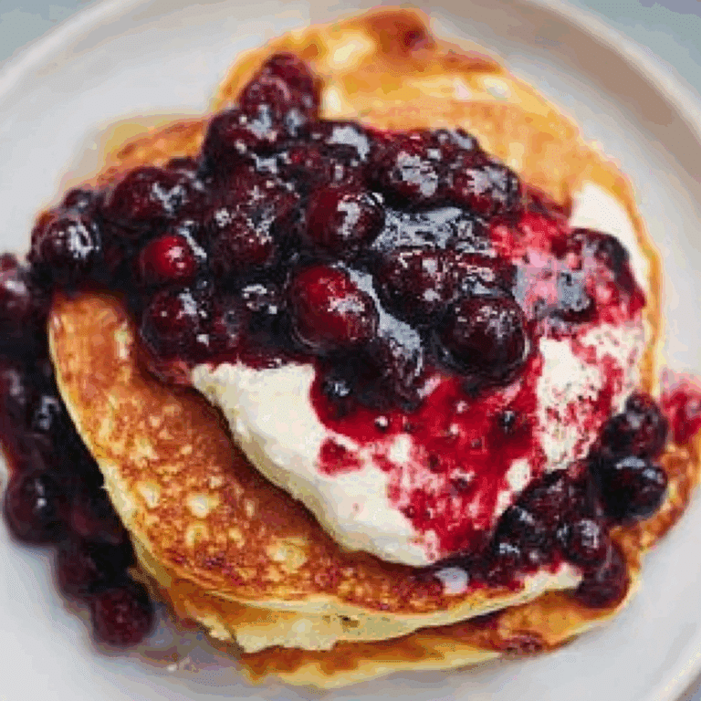 Waffles with Blueberry Compote and Lemon Ricotta Cream