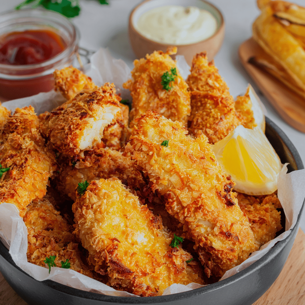 Air-Fryer Sweet Potato-Crusted Chicken Nuggets