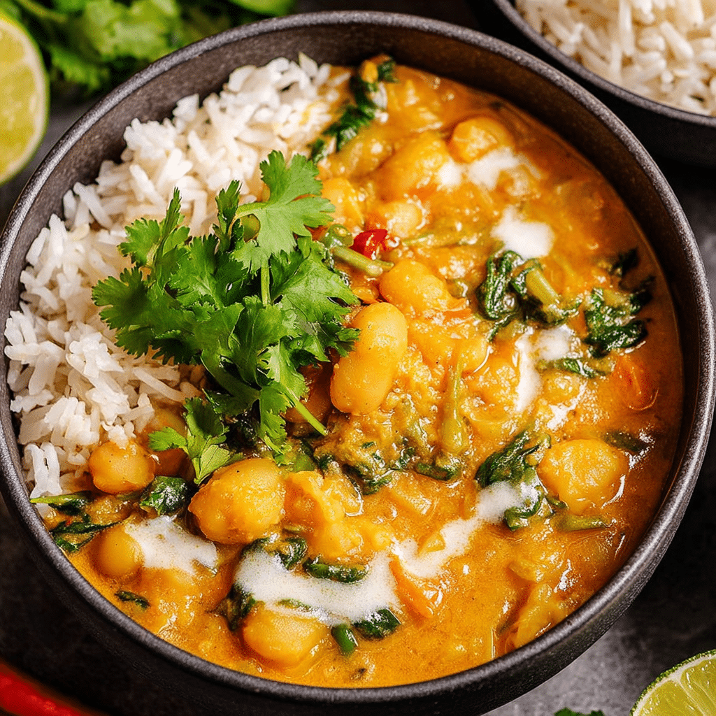 Curried Bean Stew with Coconut & Coriander Drizzle