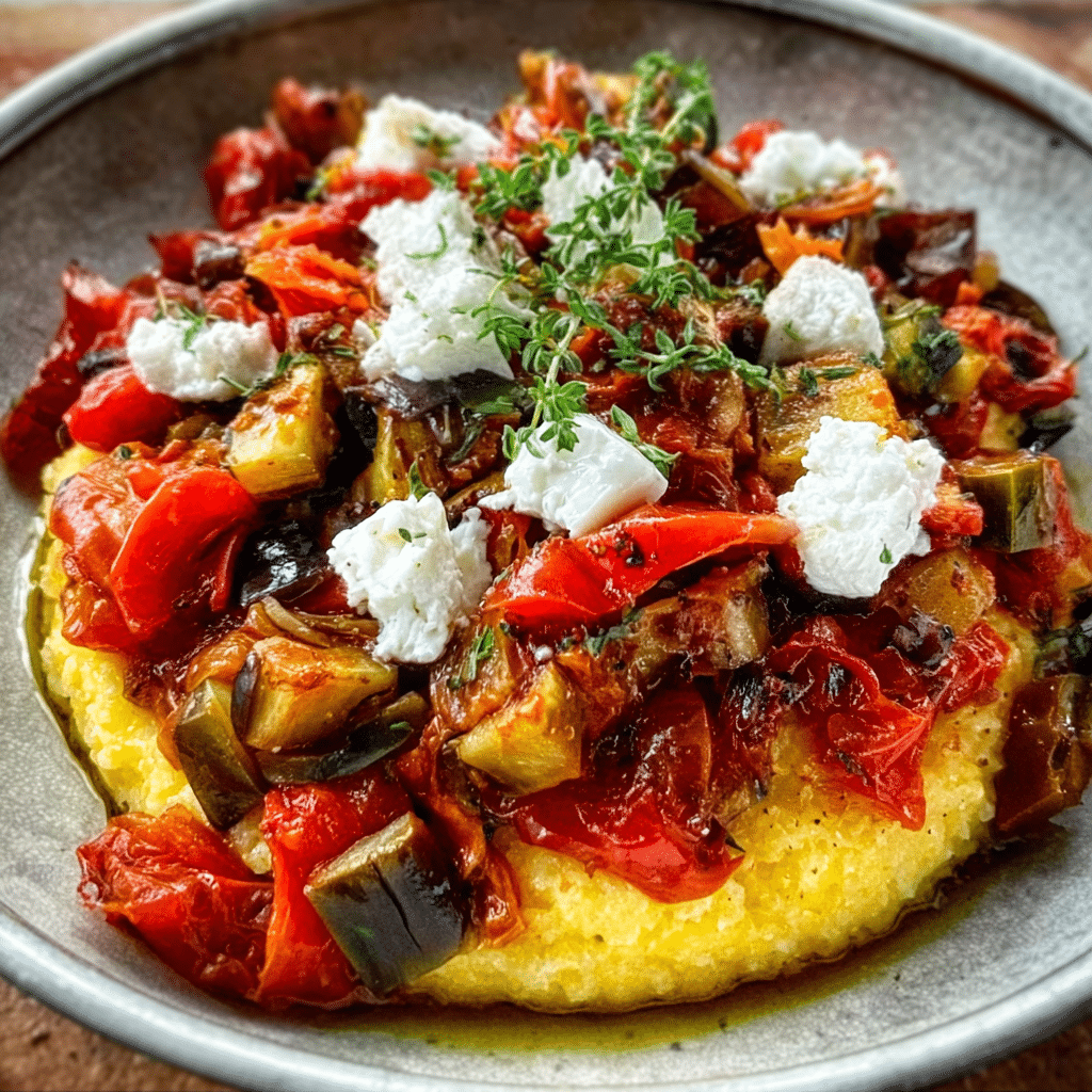 Goat Cheese Polenta with Roasted Ratatouille