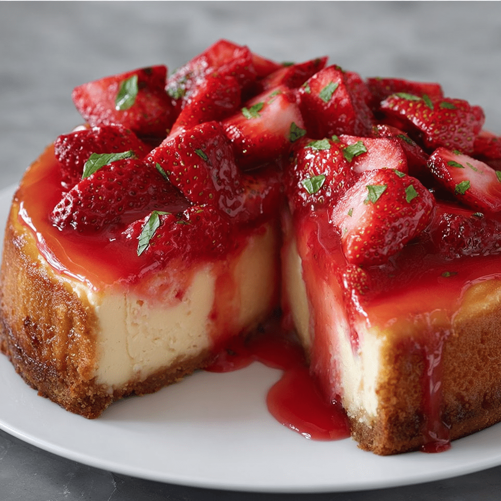 Next Level Baked Strawberry Cheesecake