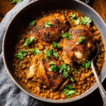 Schmaltzy Lentils with Chicken, Olives & Lemon